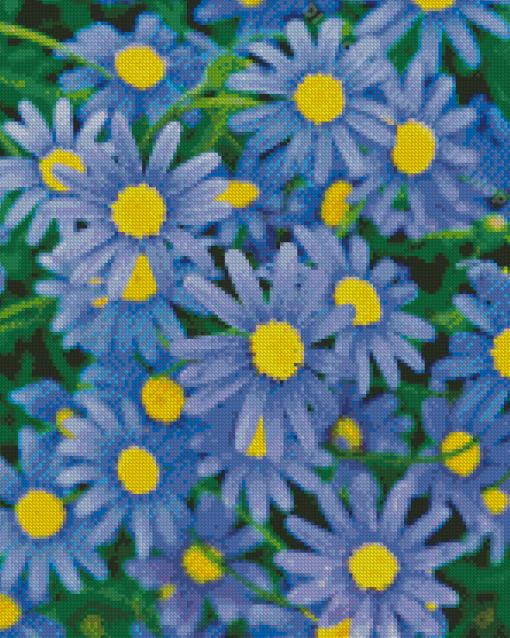 Blue Daisies Flowers Diamond Painting