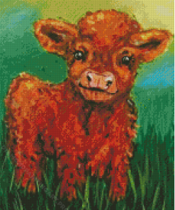 Brown Baby Cow Diamond Painting