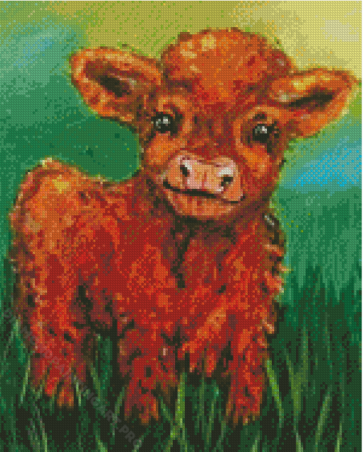 Brown Baby Cow Diamond Painting