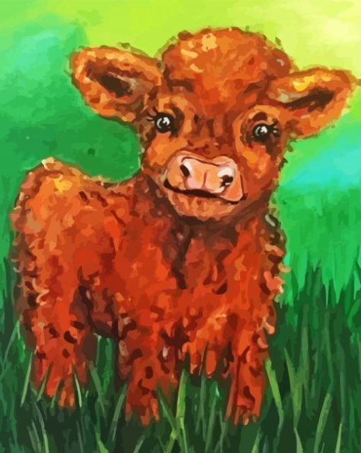 Brown Baby Cow Diamond Painting