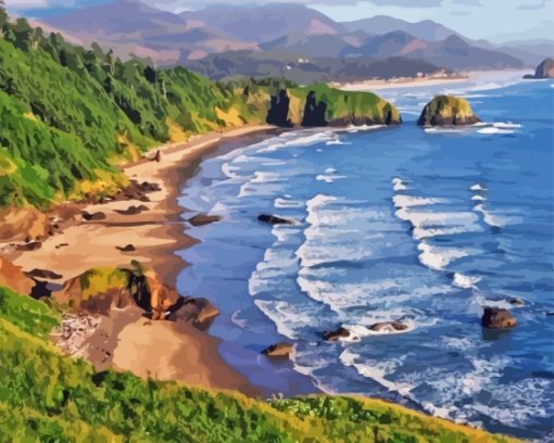 Cannon Beach Oregon Landscape Diamond Painting