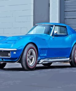 Classic Blue Corvette Car Diamond Painting