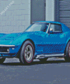 Classic Blue Corvette Car Diamond Painting