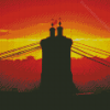 Covington Roebling Bridge Silhouette Sunset Diamond Painting