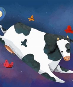 Cow And Butterfly Diamond Painting