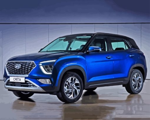 Dark Blue Creta Hyundai Car Diamond Painting