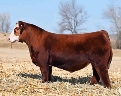 Dark Brown Simmental Cattle Diamond Painting