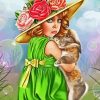 Girl Hugging Rabbit Diamond Painting