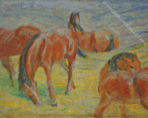 Grazing Horses By Franz Marc Diamond Painting