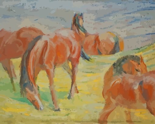 Grazing Horses By Franz Marc Diamond Painting