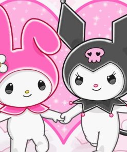 Happy Valentines Day My Melody And Kuromi Diamond Painting