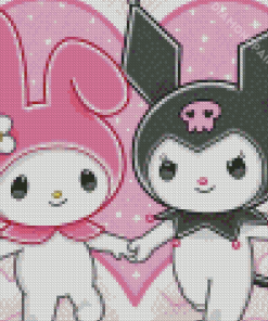 Happy Valentines Day My Melody And Kuromi Diamond Painting