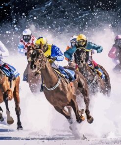 Horses Race Snow Diamond Painting