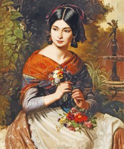 Jozsef Borsos Girl With Flowers Diamond Painting