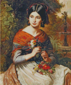 Jozsef Borsos Girl With Flowers Diamond Painting