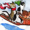 Kitties Sledding Diamond Painting