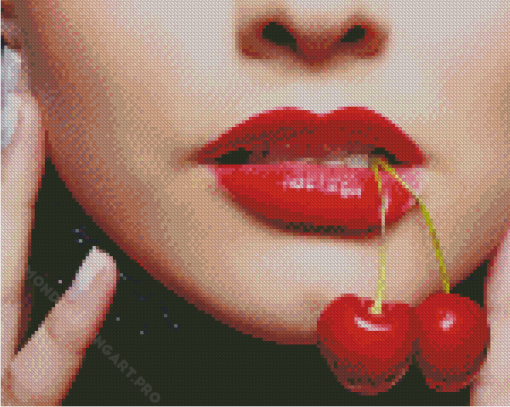 Lips With Cherry Diamond Painting