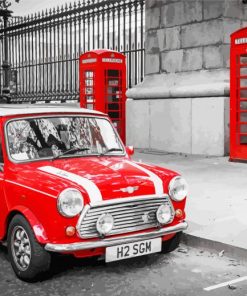 London Red Mini Car Diamond Painting