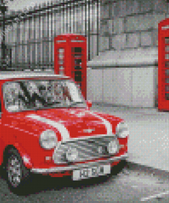 London Red Mini Car Diamond Painting