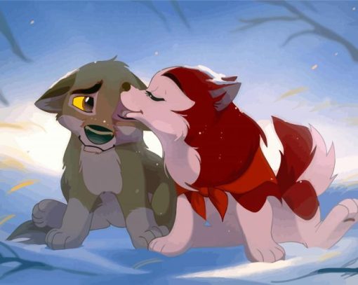 Lovely Young Cartoon Wolves Diamond Painting