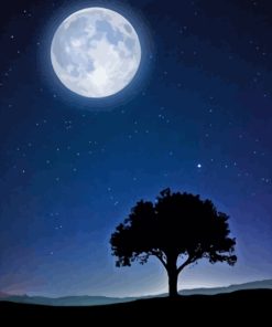 Moon Light Tree Silhouette Diamond Painting