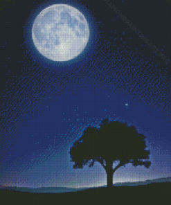 Moon Light Tree Silhouette Diamond Painting