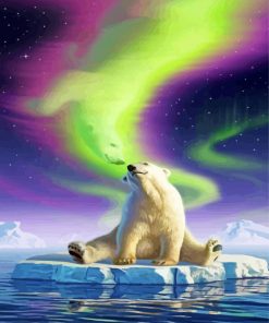 Northern Lights Polar Bear Animal Diamond Painting