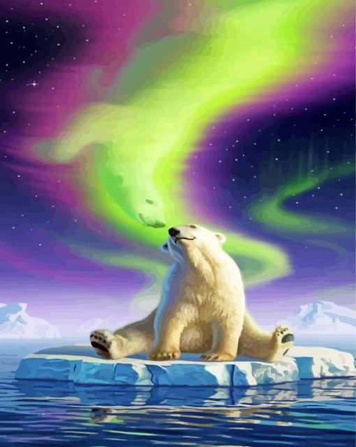 Northern Lights Polar Bear Animal Diamond Painting