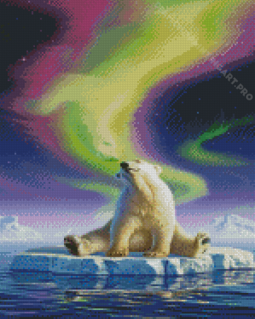 Northern Lights Polar Bear Animal Diamond Painting