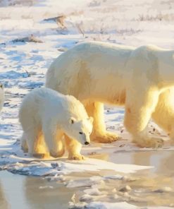 Polar Bears Mother With Cubs Diamond Painting