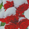 Red Roses In Snow Diamond Painting