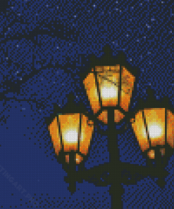 Starry Night Lamplight Diamond Painting