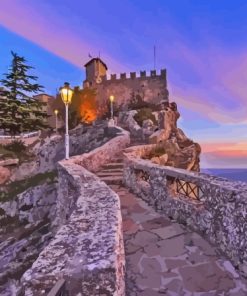 Sunrise In San Marino Guaita Tower Diamond Painting