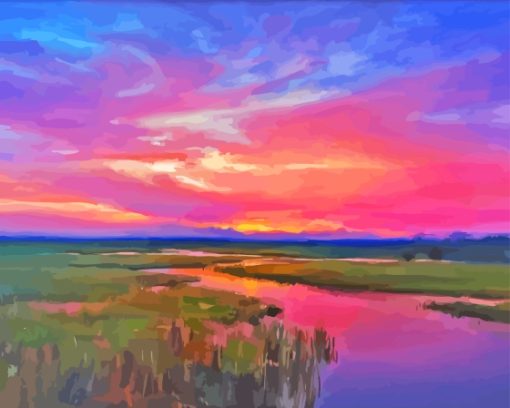 Sunset Marsh Art Diamond Painting