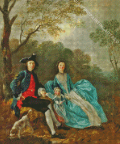 The Artist With His Wife And Daughter Thomas Gainsborough Diamond Painting