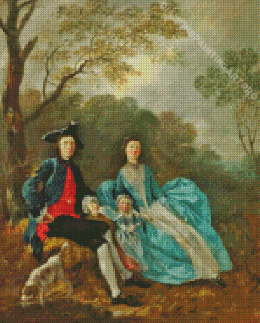 The Artist With His Wife And Daughter Thomas Gainsborough Diamond Painting