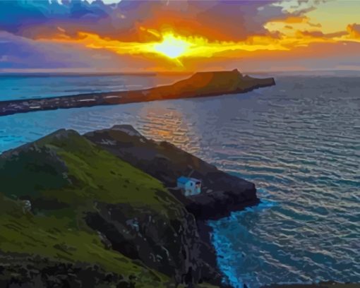 UK Island Worms Head Diamond Painting