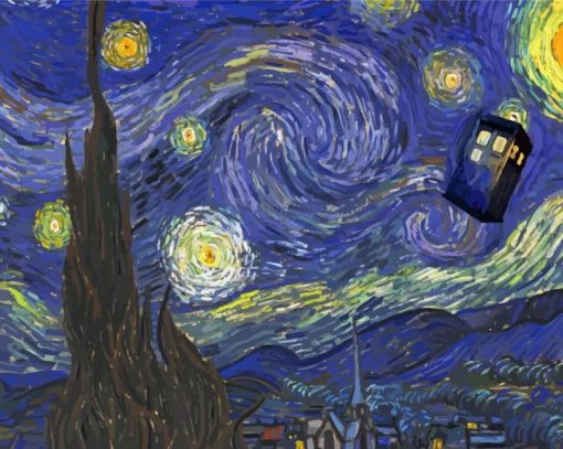 Van Gogh Tardis Starry Night Diamond Painting