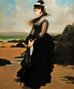 Victorian Woman In Black Dress Diamond Painting