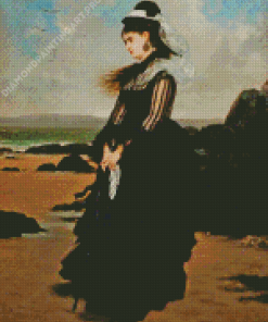 Victorian Woman In Black Dress Diamond Painting