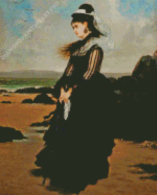 Victorian Woman In Black Dress Diamond Painting