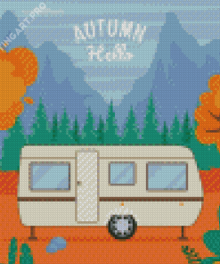 Vintage Trailer In Autumn Diamond Painting