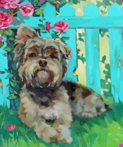 Yorkshire Terrier And Flowers Art Diamond Painting