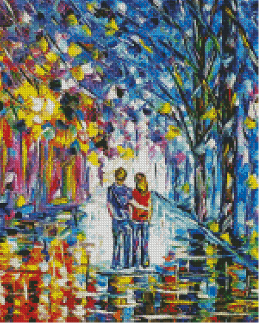 Abstract Couple Colorful Park Diamond Painting