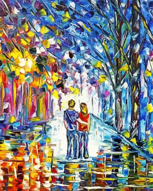 Abstract Couple Colorful Park Diamond Painting