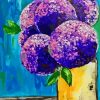 Abstract Purple Flowers In Yellow Vase Diamond Painting