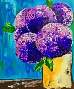 Abstract Purple Flowers In Yellow Vase Diamond Painting