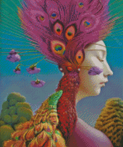 Aesthetic Peafowl Lady Diamond Painting