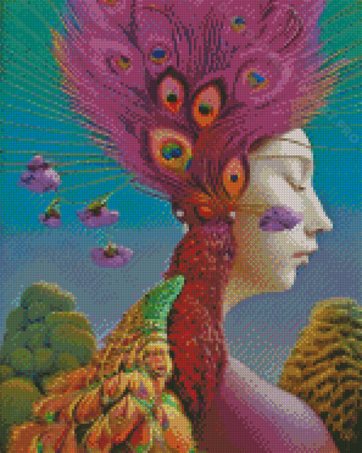 Aesthetic Peafowl Lady Diamond Painting