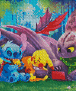 Aesthetic Stitch And Toothless Diamond Painting